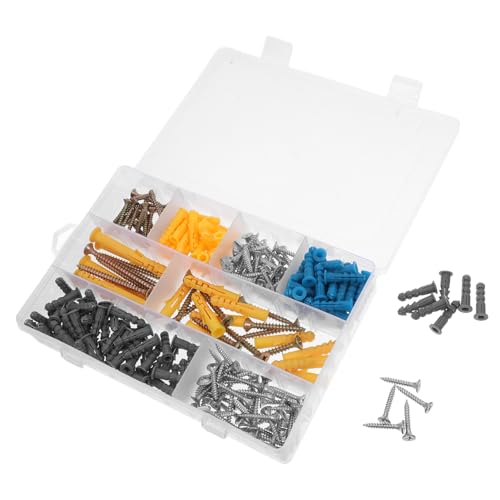 Alipis Full Set Wall Anchors Screws 5 Sizes Rubber Expansion Anchors Concrete Screws Easy to Install Home DIY