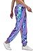 Women Shiny Metallic Jogger Pants Wet Look PU Leather PantsStretchy Holographic Trousers Casual High Waist Sweatpant Disco Rave Pants with Pockets Blue XX-Large 2024