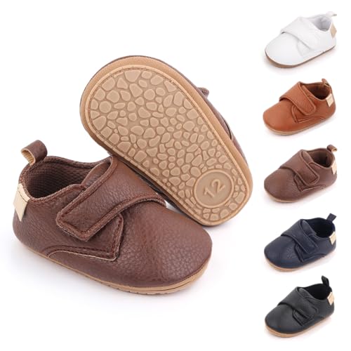 Image of Meckior Infant Baby Boys Girls Classic PU Leather Wedding Loafers Brogue Toddler Oxford Dress Shoes First Steps Walking Flat Lazy Crib Shoe