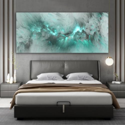 Affiche d'art moderne nuage bleu clair grand tableau de salon sur toile 80x165 - 2