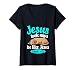 Women's Jesus Took Naps Bible Verse Sleeping Dog Christian Pajamas V-Neck T-Shirt