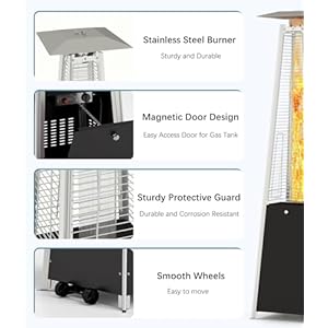 Pyramid patio heater48000 btu outdoor propane patio heater with detachable wheels and protective cover for terrace gardenpoolsideblack  urban country home decor