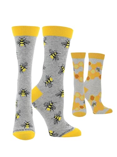Image of WHD Bee & Honeycomb Crew Socks for Women & Men | Gift for Bee Lovers, Fun Beekeeper Socks