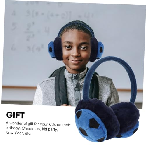 SAFIGLE Soccer-shaped Warm Earmuffs for Boy Girl Comfortable and Stylish Ear Covers for Cold Weather Durable and Lightweight Design Outdoor Activities Blue and Black2