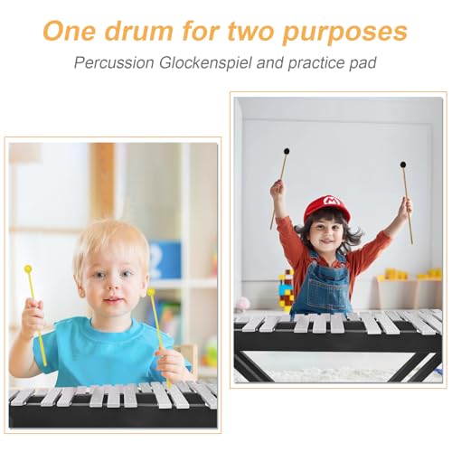 Image of lotmusic 37 Notes Glockenspiel Xylophone Bell Kit: Professional Xylophone for Drummer, Percussion Kit for Adult with 2 Tpypes Drum sticks, Adjustable Stand&Carrying Bag