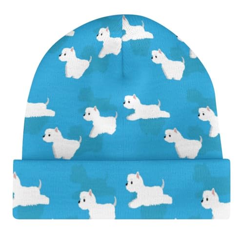 Westie Dogs Pattern Kids Beanie Hat for for Girls Boys Children Cap Winter Knitted Chemo Cancer Headwear Accessories Gifts Decoration Black4