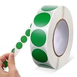 Grün Runde Aufkleber, 1,9 cm, 1000 Stück, Grün Punktaufkleber, Wasserfeste Kreisförmige Aufkleber, Farbkodierungsetikett für Büro, Geschäft, Zuhause, Klassenzimmer, Markierung