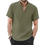 Material: camisa de lino de manga larga para hombre, suave y cómoda, ligera y transpirable, que no se encoge, que no se decolora y transpirable.