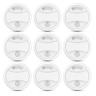 Battery Powered Detector Household Indoor Safety Monitor Battery Operated with Test Mute & Low Power Indicator Light (9PC)