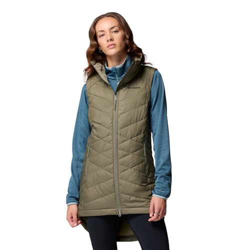 Columbia Womens Heavenly II Long Vest, Stone Green, 2X