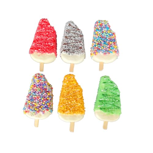 Paquete de 6 paletas artificiales con un bocado, barra de helado falsa realista, simulación de pasteles, postres, modelo de paleta de alimentos para el hogar, tiendas, escenarios, decoración de