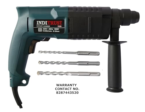 Image of Inditrust 6-Month Warranty 850W 20mm Electric Hammer Drill Machine with 3pc Hammer bit Left /Right Rotary Hammer Drill 100% Copper Winding (BLUE)