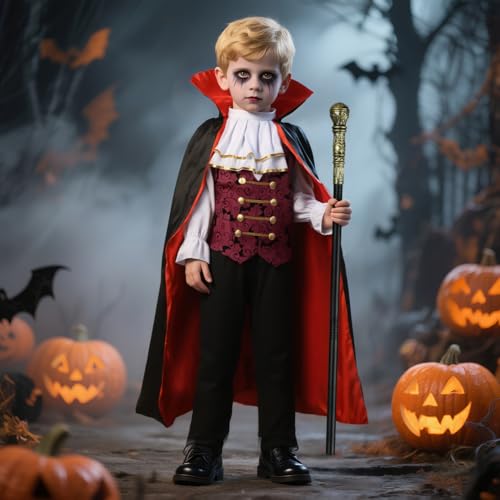 Disfraz de vampiro para niños con capa y cetro miniatura 3
