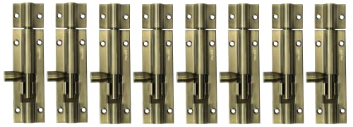 Image of Plantex Stainless Steel Tower Bolt /Tower Bolt for Home,Offices Doors and Windows /Tower Bolt for Main Door /Door Latch /Kundi /Chitakini /Door Latch for Windows - Pack of 8 (Brass Antique, 4 inch)