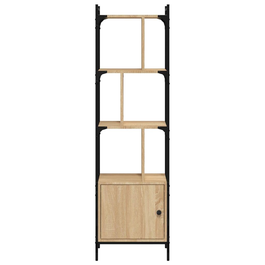 INLIFE Librería con puerta de roble Sonoma, 44,5 x 30 x 154,5 cm, material de madera, 18,8 kg, 833354