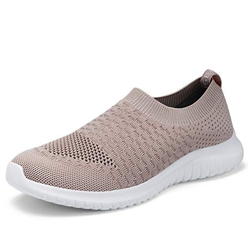 TIOSEBON Women's Walking Shoes Lightweight Breathable Yoga Travel Sneakers 6.5 US Apricot