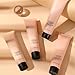 BB Cream Skin Tinted Foundation Makeup,Concealer Full Coverage Lightweight Matte Foundation with Brush,Evens Skin Tone,Oil Control Cover Flaws,Natural Finish for All Skin Types,Vegan - Caramel