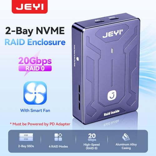 Caja externa JEYI para 2 SSD NVMe M.2, USB 3.2 Gen2 miniatura 2