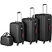 tectake 800763 Lot de 4 Valises de Voyage en ABS, Empilables, Poignée Télescopique, avec Valises à roulettes et Trousse de Toilette - diverses Couleurs au Choix - (Noir | no. 403412)