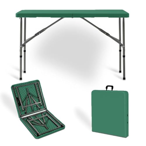 Mesa portátil de aluminio compacta de 4 pies, mesa de comedor y barbacoa para jardín, fiestas, picnics, camping, ligera, duradera, fácil de limpiar