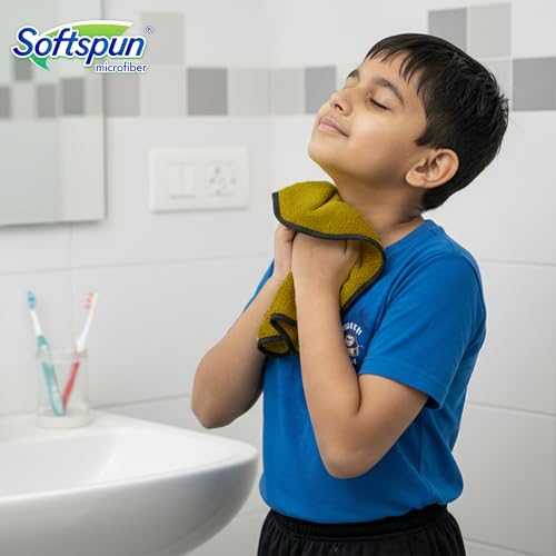Image of SOFTSPUN Microfiber Baby Hand & Face Wipes 280 GSM 20x30 Cms 4 Piece Towel Set Olive Green! Super Soft & Comfortable for Newborn Baby and Kids Quick Drying Ultra Absorbent in Small Size.