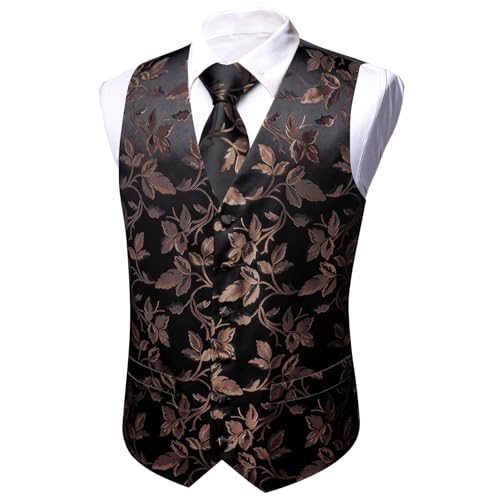 Image of Barry.Wang Formal Men Flower Vest Paisley Jacquard Silk Ties Suit Waistcoat Set Wedding 5PCS