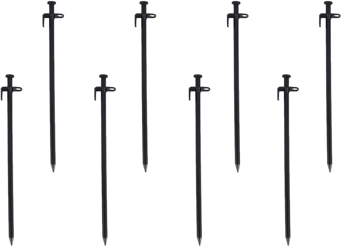 Amosfun 8pcs Heavy Duty Non-Rust Steel Tent Stakes 30cm Ground Pegs Camping Hiking Outdoor Shelter Accessories