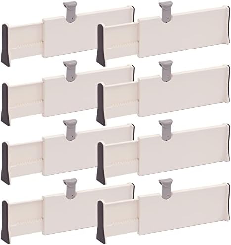 Set of 8 Adjustable Drawer Dividers Organizer Separators Plastic Dresser Organizer for Bedroom, Bathroom, Closet, Baby Drawer, Office Desk, Kitchen Storage