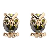 Pendientes de oro de 14 quilates para mujer, forma de búho con amatista ovalada para cartílago de hélice para mujer