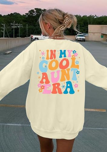 Myhalf Cool Aunt Sweatshirt Auntie Crewneck Sweatshirts In My Cool Auntie Era Pullover Oversized Long Sleeve Aunt Shirt Apricot thumb #3