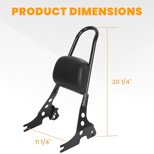 ECOTRIC Detachable Sissy Bar Passenger Backrest Compatible with 2004-Up Harley Sportster XL883C 883R XL1200R 1200C 1200S XLH883 XLH1200 Motorcycle Backrest W/Cushion Pad - Thumbnail 3