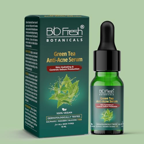 Image of Biofresh Green Tea Antioxidant Serum Provides Intense Hydration Controls Sebum Production and Decrease Breakouts 100% Vegan for Revitalizing Hydrates & Plumps Skin 15ml