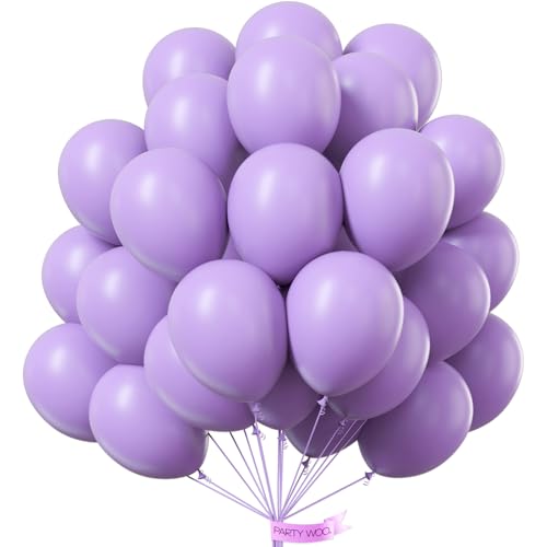 Image of PartyWoo Lavender Balloons 101pcs 12 Inch Light Pastel Purple Lilac Purple Latex Helium Balloons for Birthday Baby Shower Graduation Wedding Anniversary Bridal Shower Party Decorations Purple-Q10