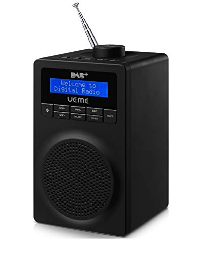 Tragbares Digitalradio DAB+ DAB FM, mit Hellen LCD-Bildschirm, Drehknopf und Weichen Touch (Schwarz)