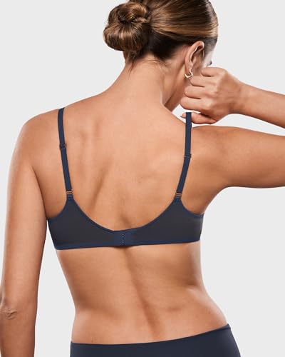 Image of INLYRIC Women's Cosnufy Sheer Balconette Bra Demi Unlined Plunge Mesh See Through Sexy Bras Underwire