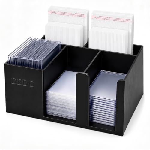 DEDC 5-Slot Card Caddy and Toploader Dispenser with Penny Sleeve Holder