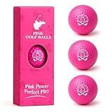 Ghost Pink Funny Golf Balls for Women – Shocked Emoji Face, High-Visibility Pink, Sleeve of 3 Novelty Practice Balls, Cute Golf Gift for Her, Ladies & Girls