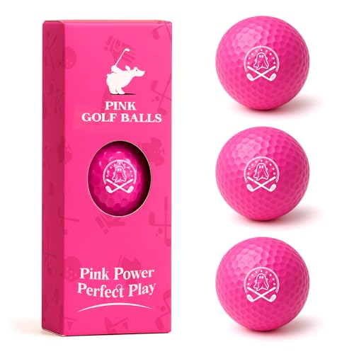 Ghost Pink Funny Golf Balls for Women – Shocked Emoji Face, High-Visibility Pink, Sleeve of 3 Novelty Practice Balls, Cute Golf Gift for Her, Ladies & Girls