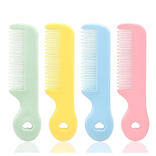 4Pcs Baby Combs with Round Colorful Soft Bristle Tips, Gentle on Sensitive Scalp Skin for Newborns, Infants, Toddlers