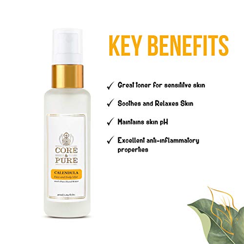 Image of CORE & PURE Calendula Water Face and Body Mist- Helps in Sensitive Skin |100% Natural Hydrosol, Floral Water|- 50ml