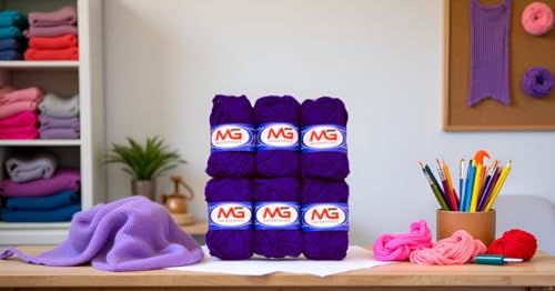 Image of M.G Enterprises Falsa Wool Ball Hand Knitting Art Craft Soft Fingering Crochet Hook Yarn, Needle Knitting Thread Dyed - Pack of 12