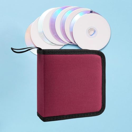 Estuche maletín CD de tela Oxford roja con cremallera resistente 6