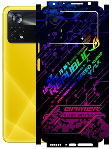 Image of AtOdds - Full Body Back Screen Guard Protector Film - Lamination Wrap Skin Sticker Compatible with Poco X4 PRO (5G) | Scratchproof Matte Finish (Gamer)