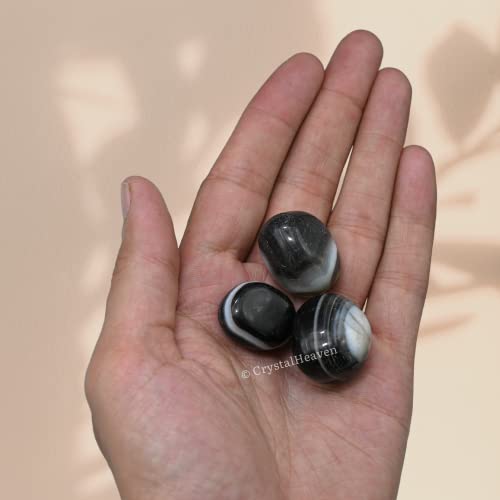 Image of Certified Black Hakik Crystal Healing Tumbled Stone, Natural Polished Crystals for DIY Crafts, Manifestation, Meditation, Pooja Feng Shui and Reiki Healing (30 Grams)