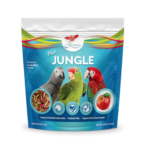 Scenic Mix Jungle Large Parrot Food - 3 lb Bag - 1 Bird Pellets - Complete Nutrition for Macaws Amazons Cockatoos African Grey Parrots & More