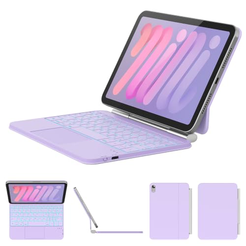 ZYNTHRALIX iPad mini7 (A17 Pro 2024)/mini6 (2021) 8.3 �C���`��p �L�[�{�[�h�t���P�[�X 11 �F�o�b�N���C�g���� �X�}�[�g�^�b�`�p�b�h�t �h�����H �}�W�b�N�L�[�{�[�h�^�C�v �p�[�v��