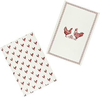 KitchenCraft 'Westie' 100% Cotton Printed Dog Tea Towels, 70 x 47 cm - Red / White / Black (Set of 2)