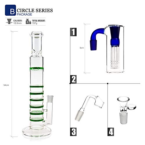 REANICE Glas Wasser Eisbong Vorkühler 18mm 35cm Grün Wasserpfeife Hookah Bubbler Bongs – Bild 3