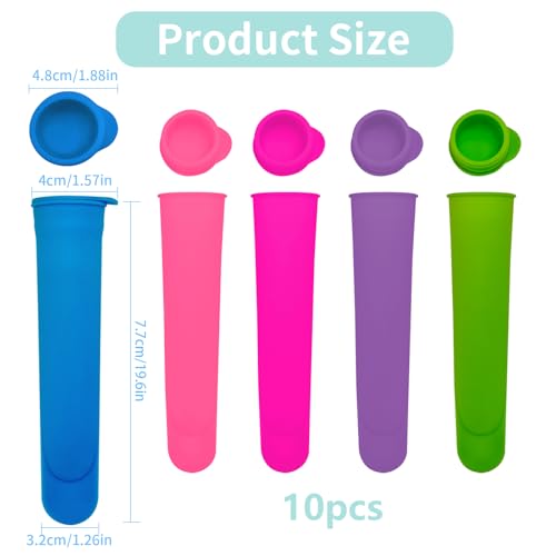 Janety 10 Stück Eisformen Silikon, mit Deckel Eis am Stiel Formen, Ice Pop Maker wiederverwendbar, Wassereis Formen Popsicle,BPA frei Wassereisfolie Eis am Stiel für DIY Sommer Eis