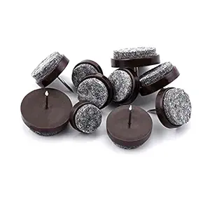LNT 24pcs Furniture Felt Pad Round Heavy Duty Nail-on Slider Glide Pad Floor Protector for Wooden Furniture Chair Tables Leg Feet